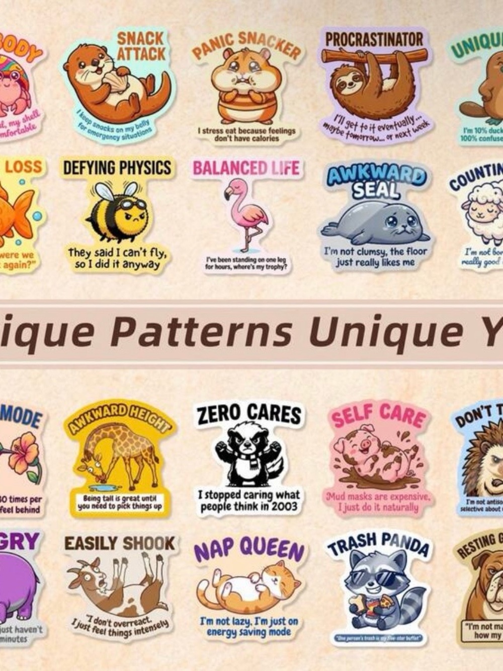 50 Cute Animal Stickers — Colorful Cartoon Designs